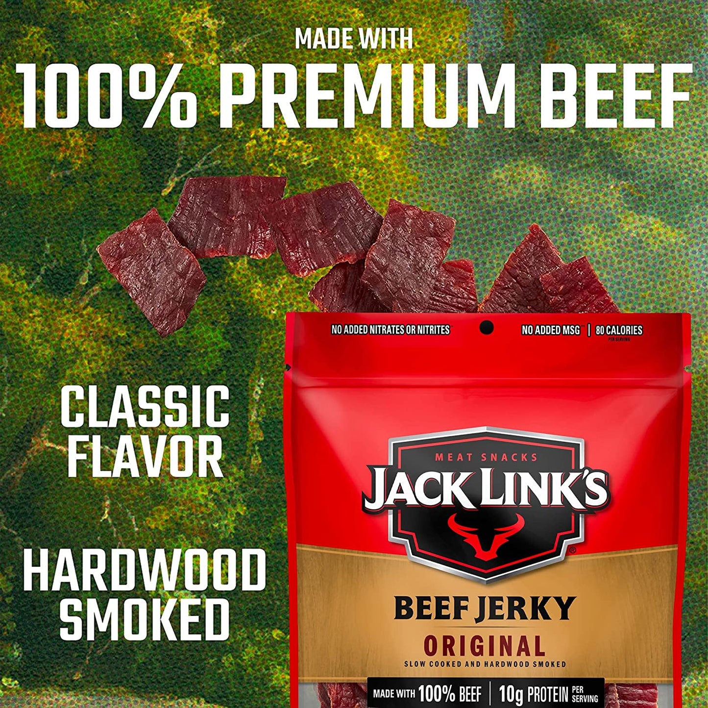 Jack Link's Beef Jerky, Original, (2) 9 Oz Bags - Great Everyday Snack, 10g of Protein and 80 Calories, Made with 100% Premium Beef - 96% Fat Free, No Added MSG** (Packaging May Vary)