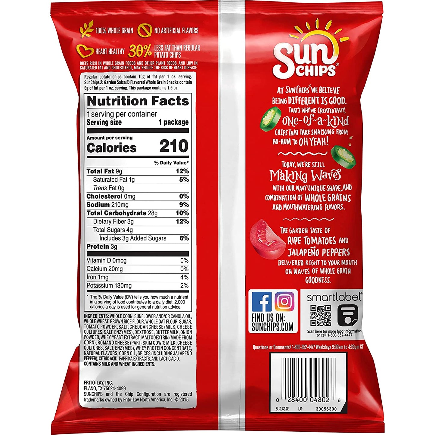 SunChips Garden Salsa Flavored Multigrain Snacks, 1.5-Ounce (Pack of 64)