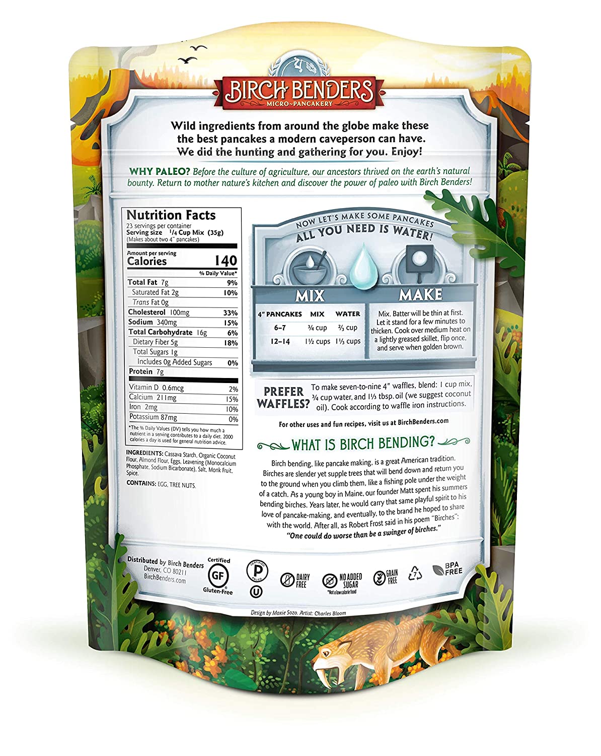 Birch Benders Paleo Pancake & Waffle Mix, Made With Cassava, Coconut & Almond Flour, Just Add Water, 28 Oz