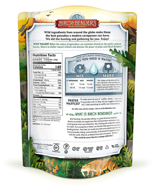 Birch Benders Paleo Pancake & Waffle Mix, Made With Cassava, Coconut & Almond Flour, Just Add Water, 28 Oz