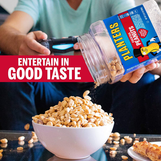 PLANTERS Salted Cocktail Peanuts, 35 oz. Resealable Jar - Heart Healthy Salted Peanuts - A Good Source of Essential Nutrients - Made with Simple Ingredients - Kosher