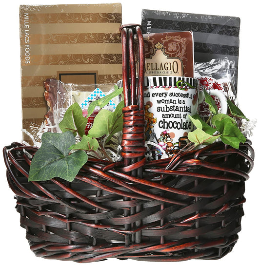 Gift Basket Village Extreme Chocolate Gift Basket For Her with Truffle Cookies, Deluxe Cocoa, Chocolate Peanuts, Almond Roca and More..., 8 Pound