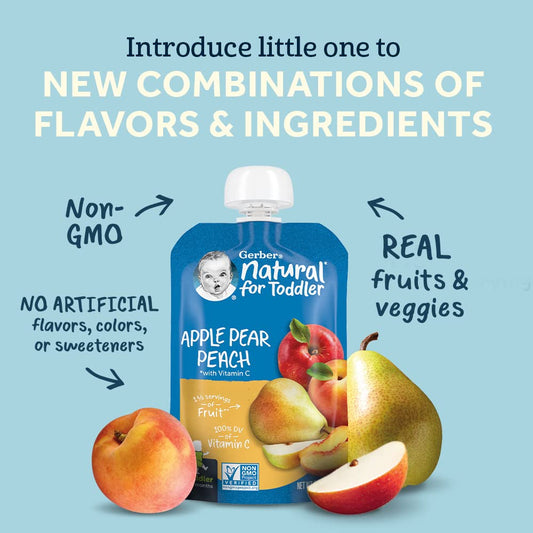 Gerber Baby Food Pouches, Toddler 12+ Months, Assorted Fruit Variety Pack, 3.5 Ounce (Set of 18)