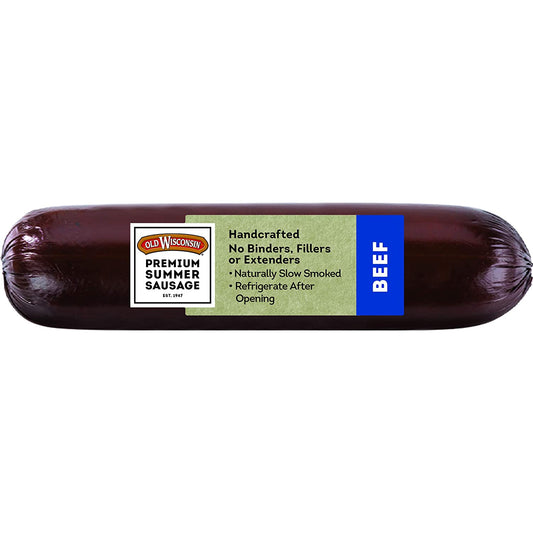Old Wisconsin Premium Summer Sausage, 100% Natural High-Quality Meat, Charcuterie, Ready to Eat, High Protein, Low Carb, Keto, Gluten Free, Beef Flavor, 16 Ounce