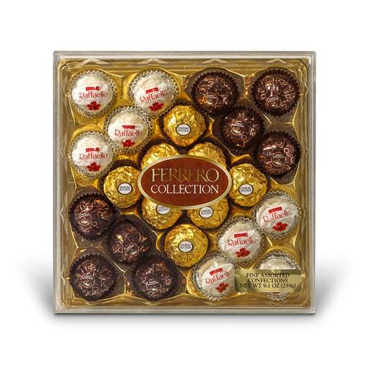 Ferrero Rocher Fine Hazelnut Milk Chocolate and Coconut Assorted Confections, Perfect Valentine's Day Gift, 24 Count in a Diamond Gift Box