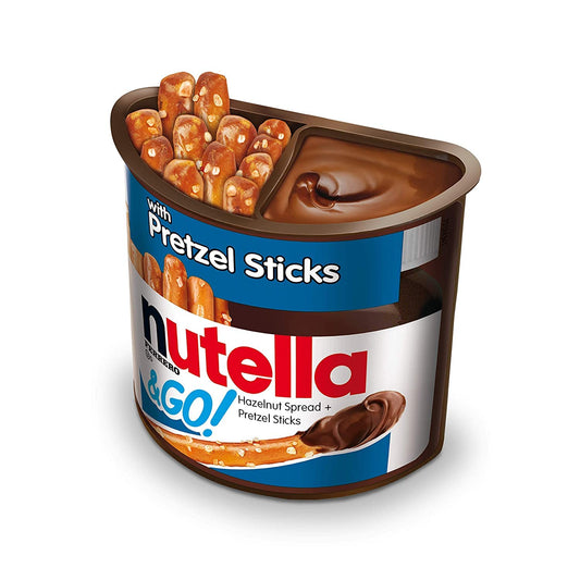 Nutella and Go Snack Packs, Chocolate Hazelnut Spread with Pretzel Sticks, Perfect Valentine's Day Gifts and Bulk Snacks for Kids' Lunch Boxes, 1.9 oz, Pack of 12