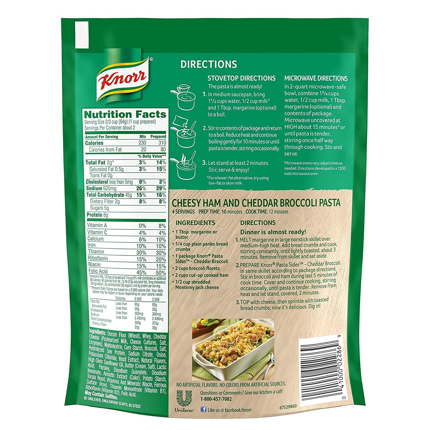 Knorr Pasta Side Dish, Cheddar Broccoli, 4.3 Ounce pack of 4
