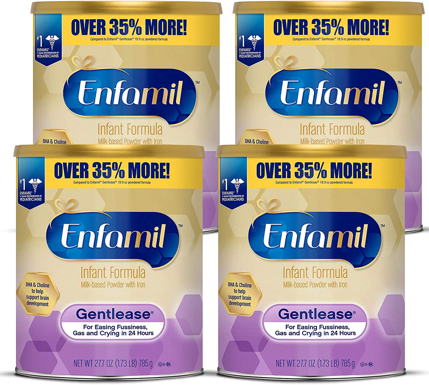 Enfamil Gentlease Baby Formula, Reduces Fussiness, Gas, Crying and Spit-up  in 24 hours, DHA & Choline to support Brain development, Powder Can, 19.9  Oz 