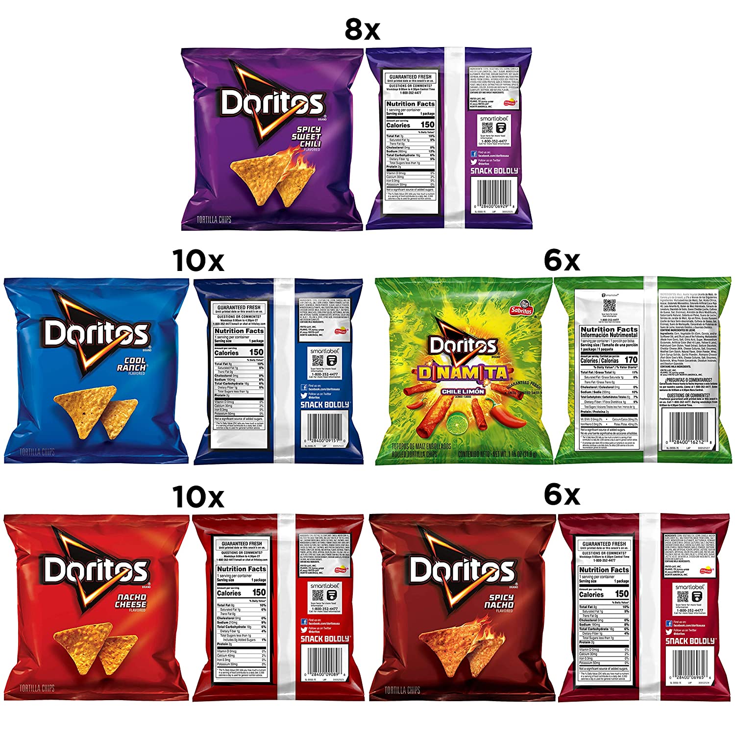 Doritos Cool Ranch Chips and Doritos Nacho Cheese Chips Bundle (2